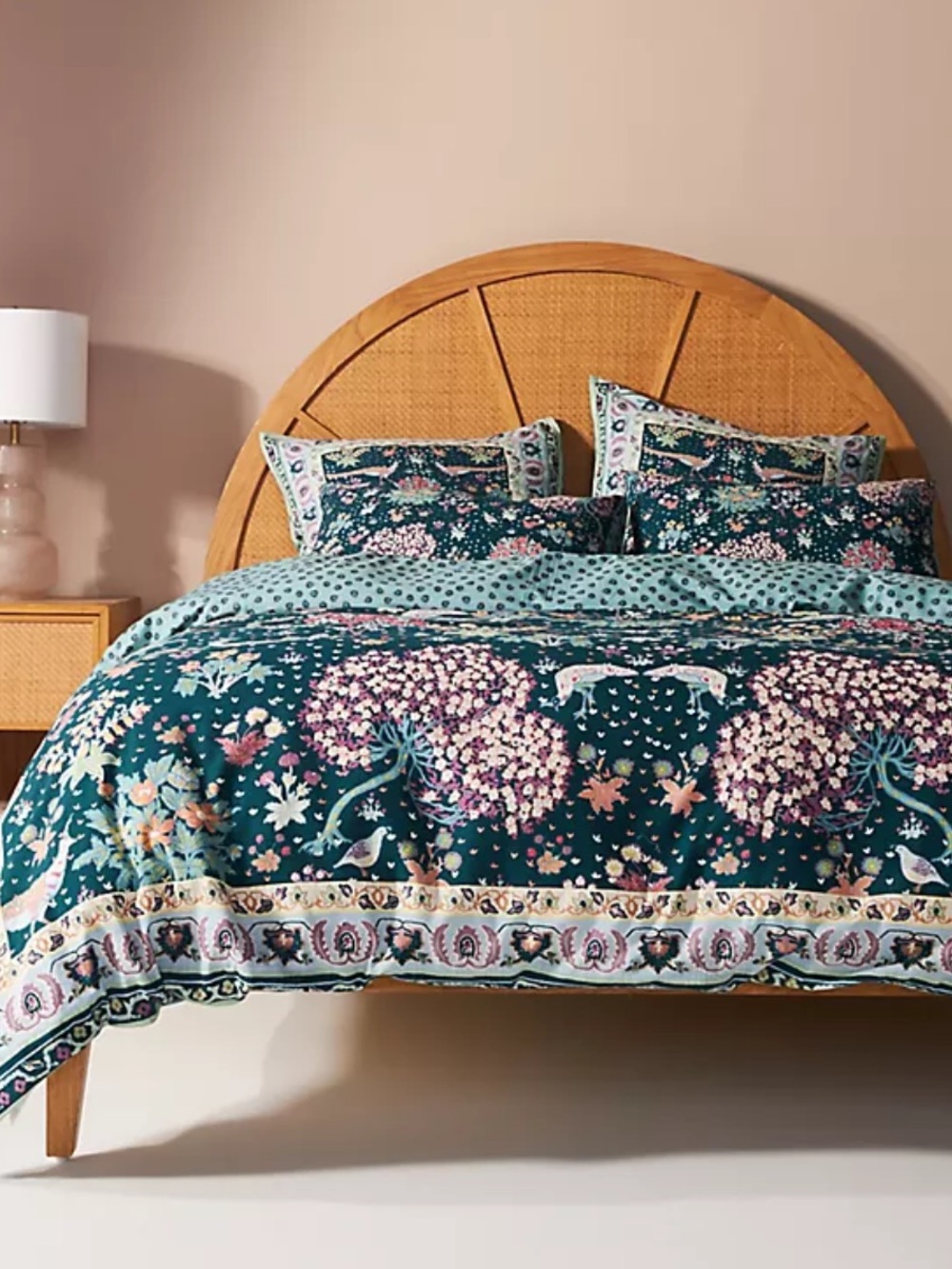 Anthropologie Darby twin slub Teal Floral & Bird Duvet  Set 3 pcs price firm!